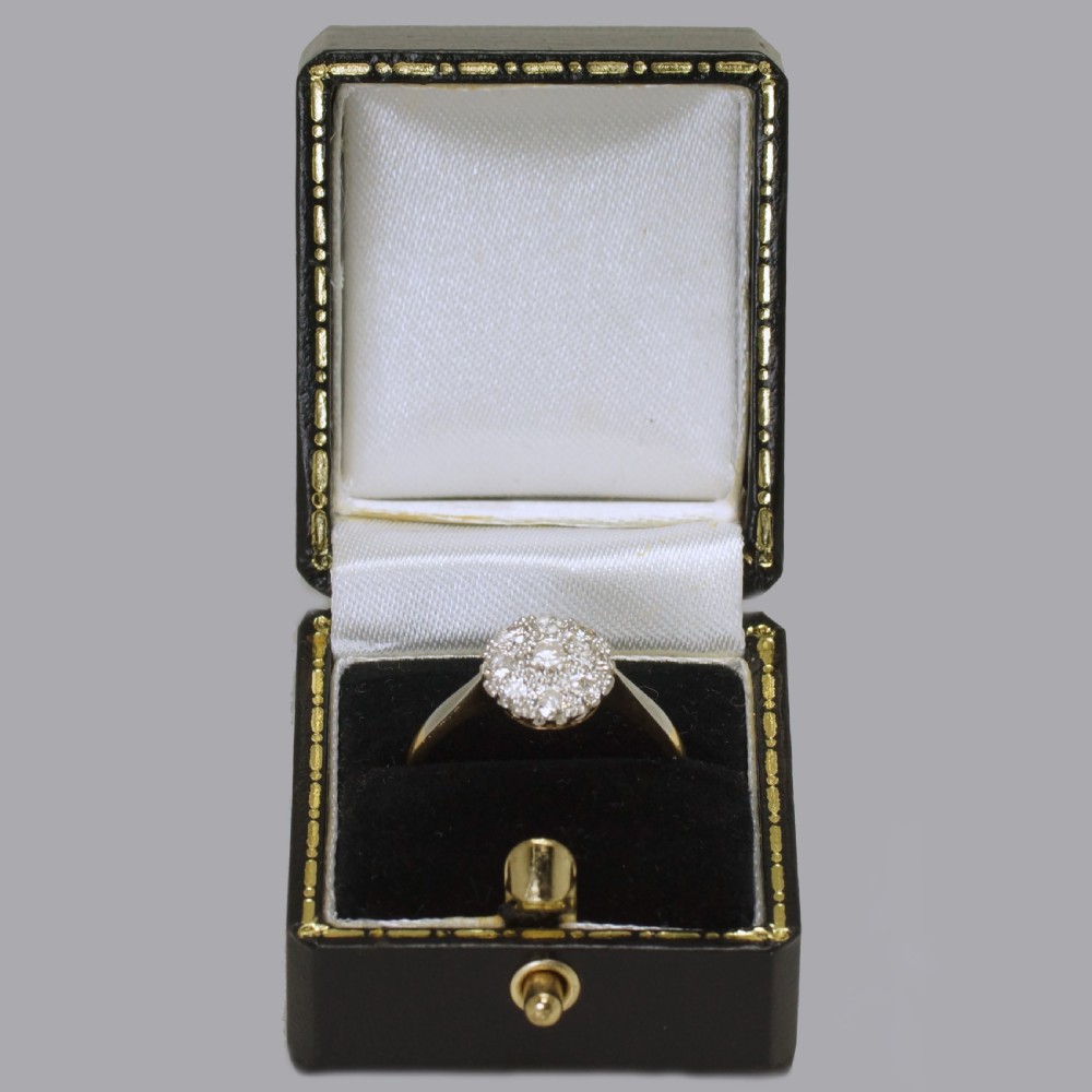 Antique 18ct Gold Diamond Cluster Ring Vintage Edwardian / Art Deco Daisy Ring View X