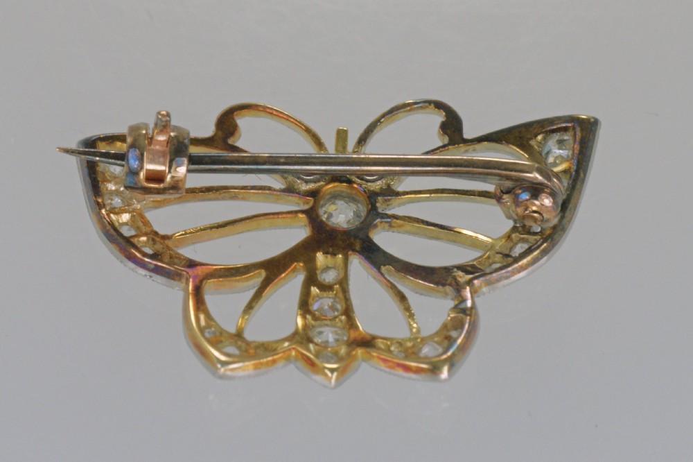 Edwardian Platinum Old Cut Diamond Ruby Antique Butterfly Brooch circa 1910 View VIII
