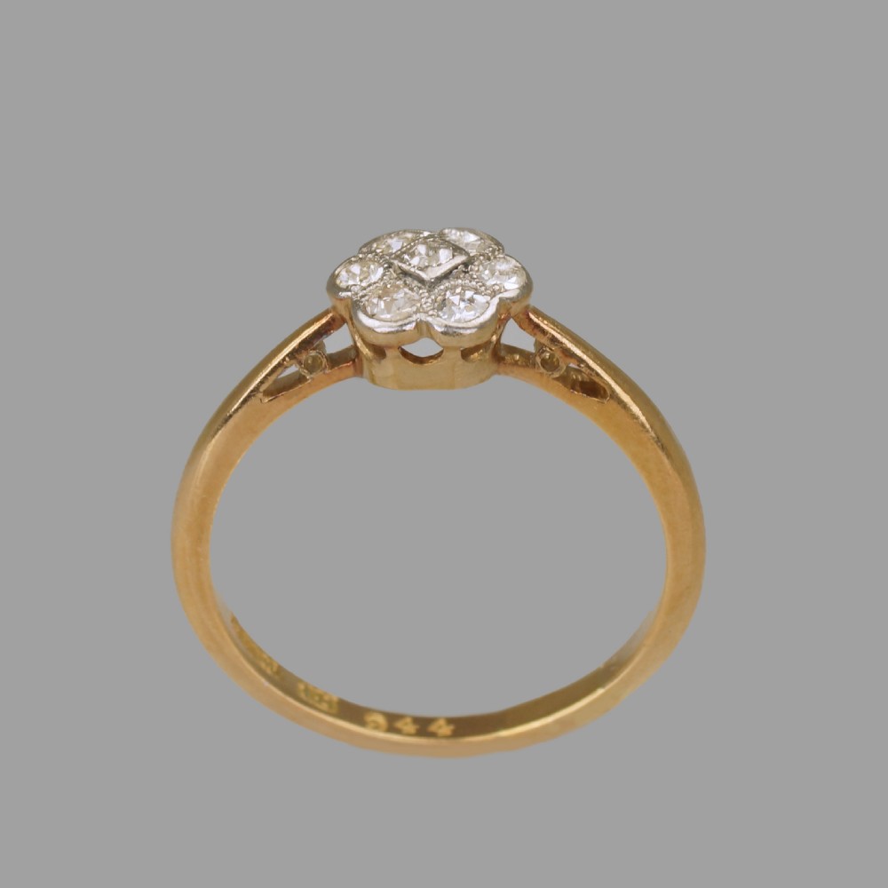 Antique 18ct Gold Old Cut Diamond Daisy Cluster Ring 1920's Art Deco / Edwardian View III