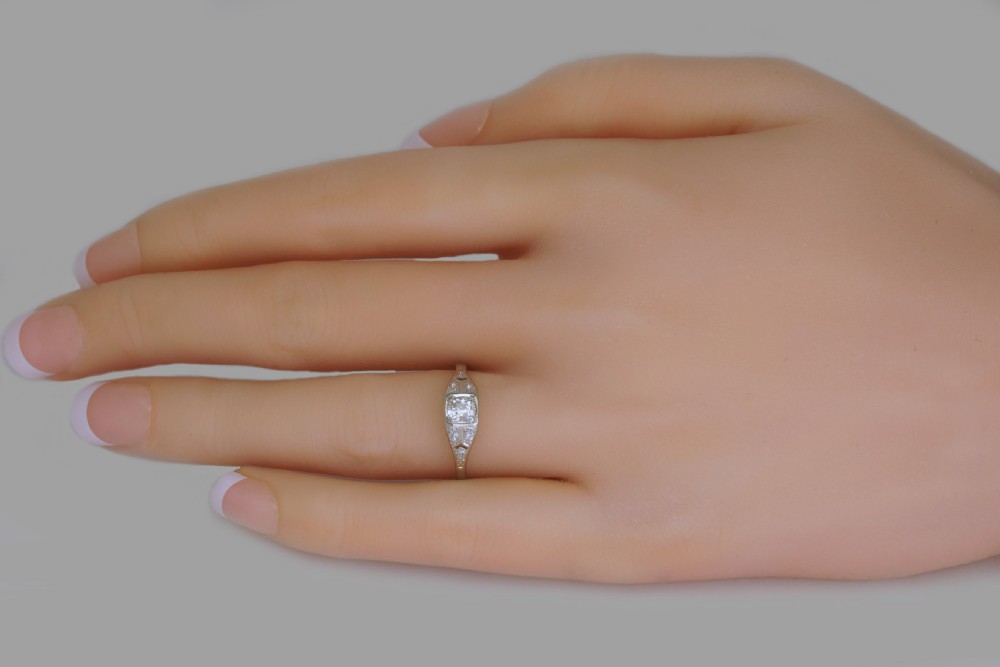 Old Mine Cushion Cut Solitaire Diamond Ring Genuine 1920's 18ct Gold & Platinum Antique Ring View II