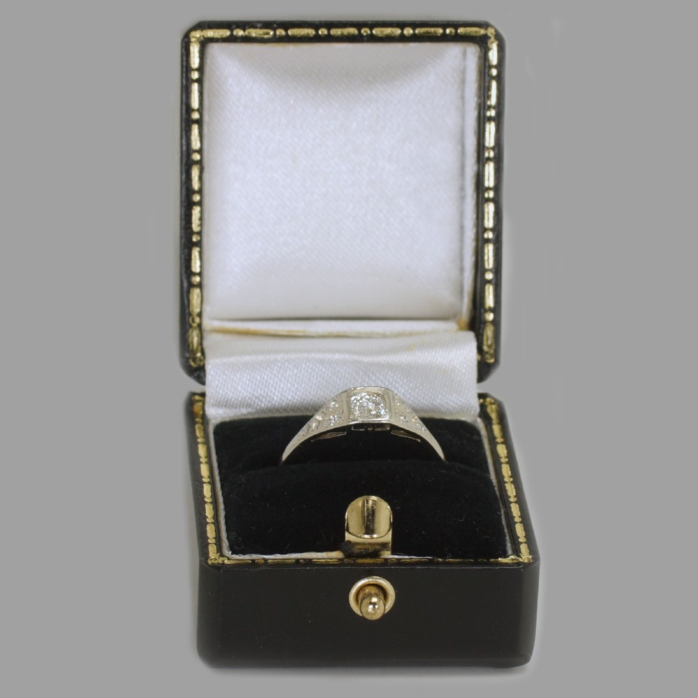Old Mine Cushion Cut Solitaire Diamond Ring Genuine 1920's 18ct Gold & Platinum Antique Ring View XI