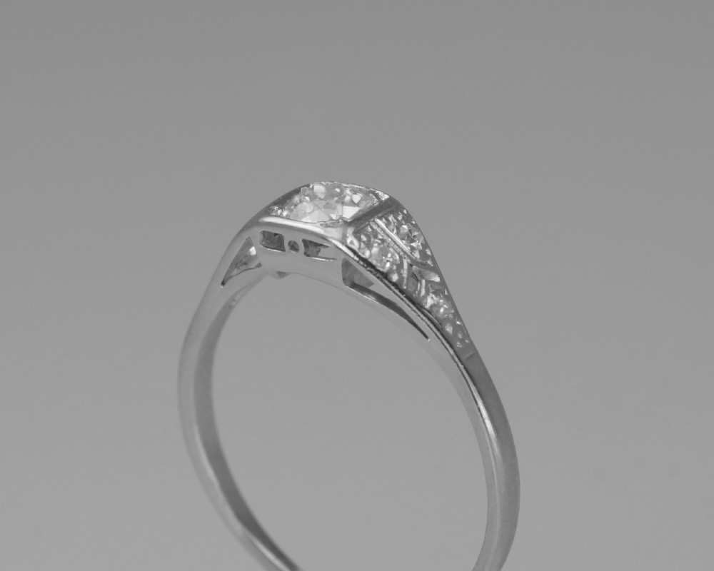 Old Mine Cushion Cut Solitaire Diamond Ring Genuine 1920's 18ct Gold & Platinum Antique Ring View XII