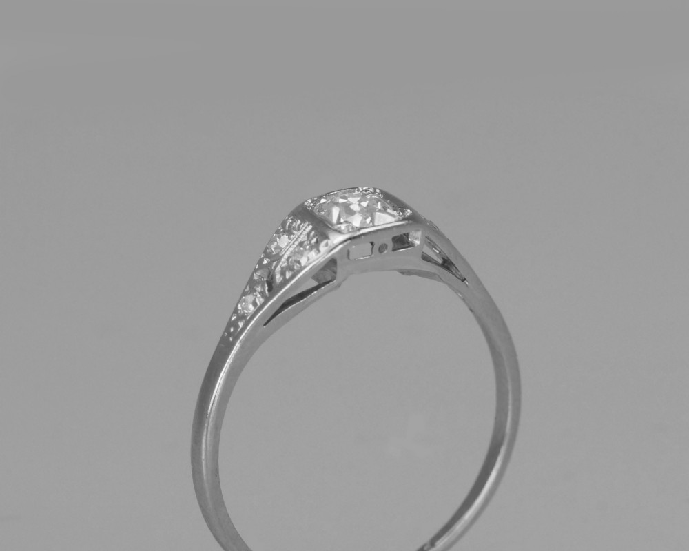 Old Mine Cushion Cut Solitaire Diamond Ring Genuine 1920's 18ct Gold & Platinum Antique Ring View XIII