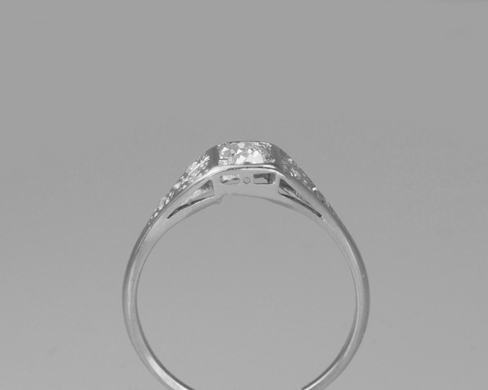 Old Mine Cushion Cut Solitaire Diamond Ring Genuine 1920's 18ct Gold & Platinum Antique Ring View XIV