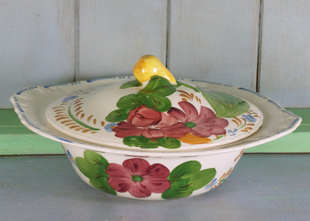Simpsons Belle Fiore Vintage Vegetable Dish with Lid Cobridge Chanticleer Ware 
