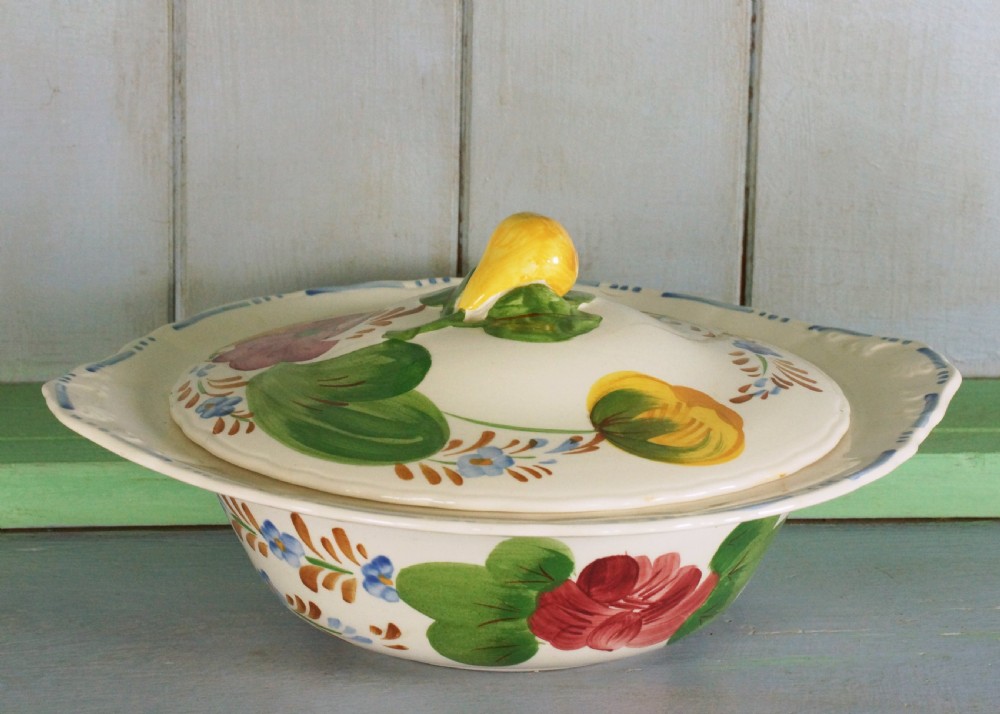 Simpsons Belle Fiore Vintage Vegetable Dish with Lid Cobridge Chanticleer Ware  View V