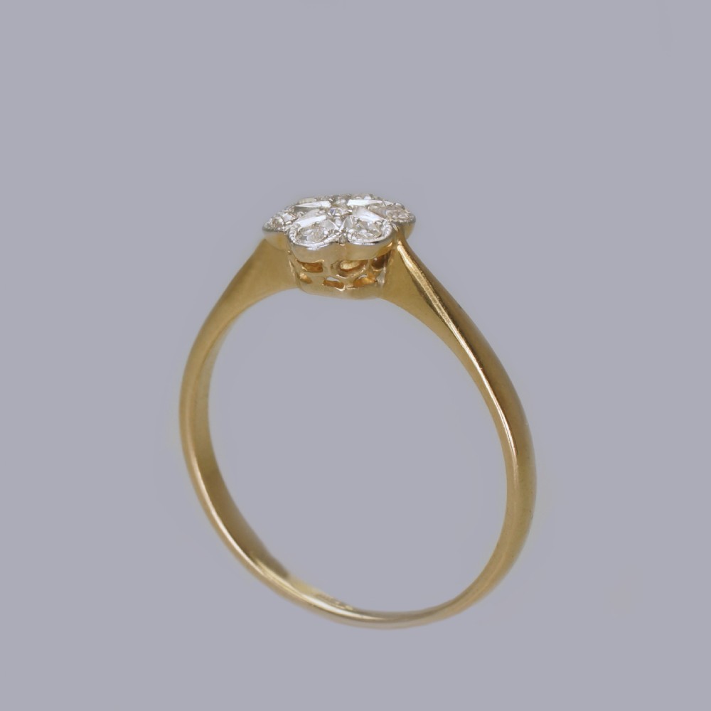 Edwardian 18ct Gold & Plat Diamond Antique Cluster Ring Vintage Daisy Ring circa 1910 View XI