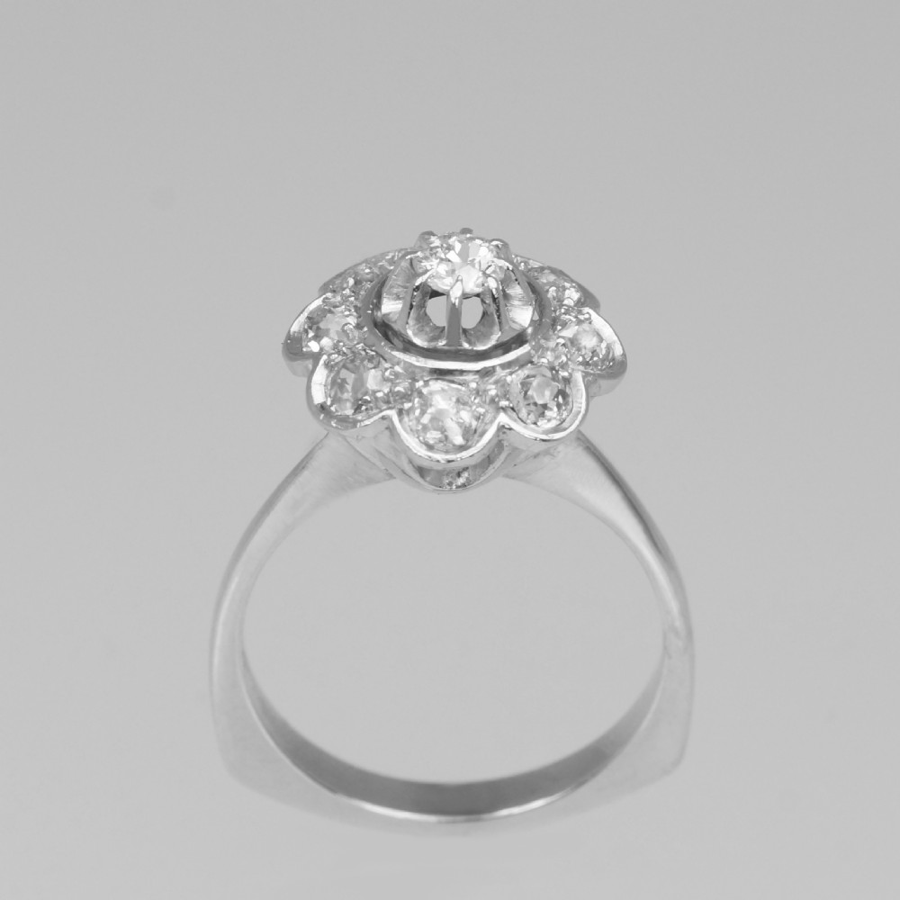 18ct GOLD DIAMOND CLUSTER RING French Retro 1.00ct Diamond Art Deco Ring circa 1920 View V