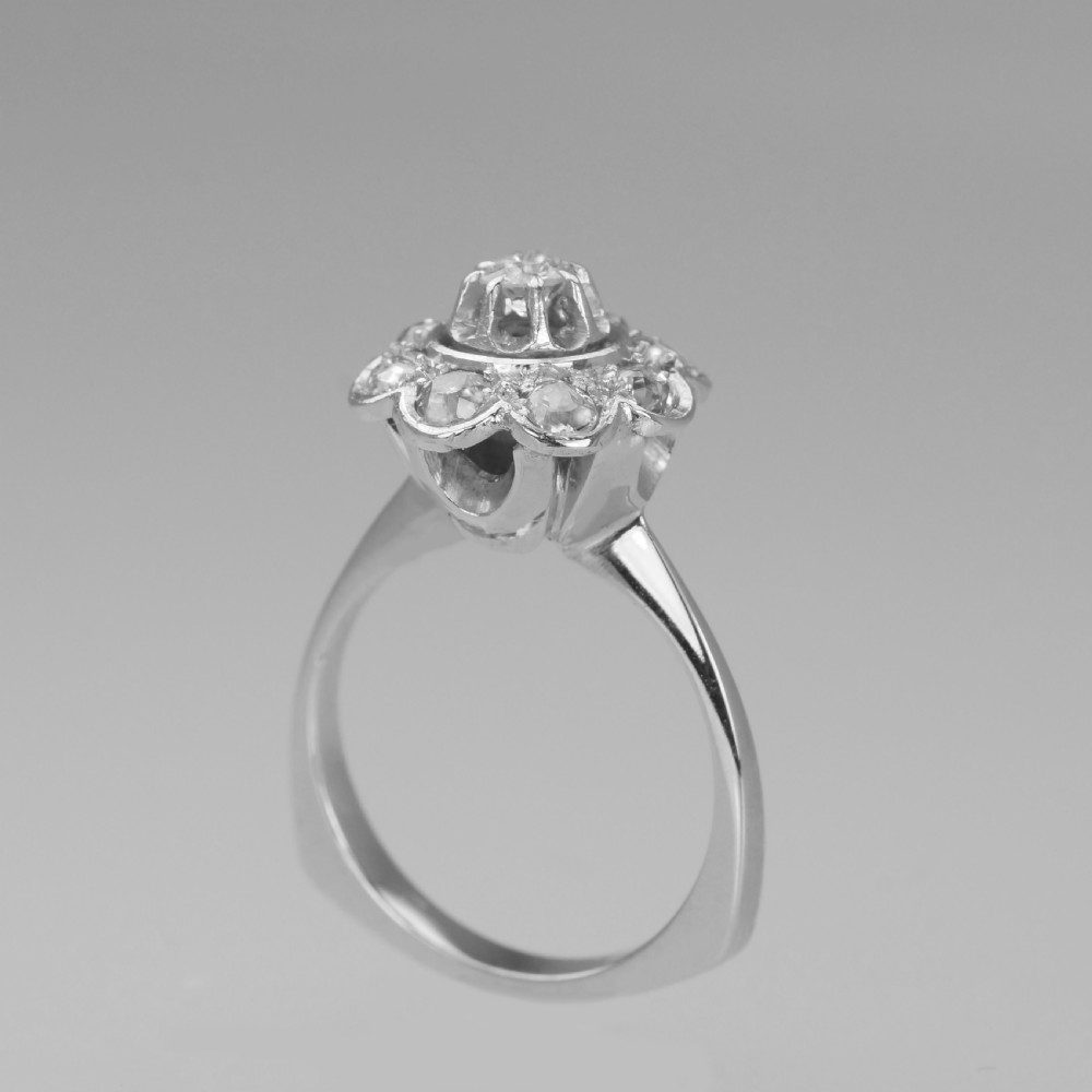 18ct GOLD DIAMOND CLUSTER RING French Retro 1.00ct Diamond Art Deco Ring circa 1920 View VII