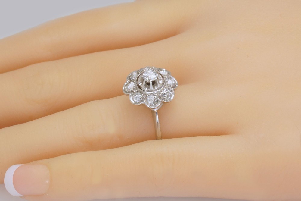 18ct GOLD DIAMOND CLUSTER RING French Retro 1.00ct Diamond Art Deco Ring circa 1920 View XIX