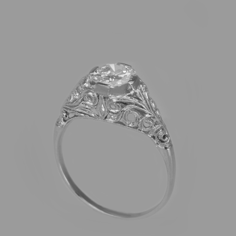 Antique Diamond Solitaire 18ct Gold & Platinum 1920s Vintage Engagement Ring View VIII
