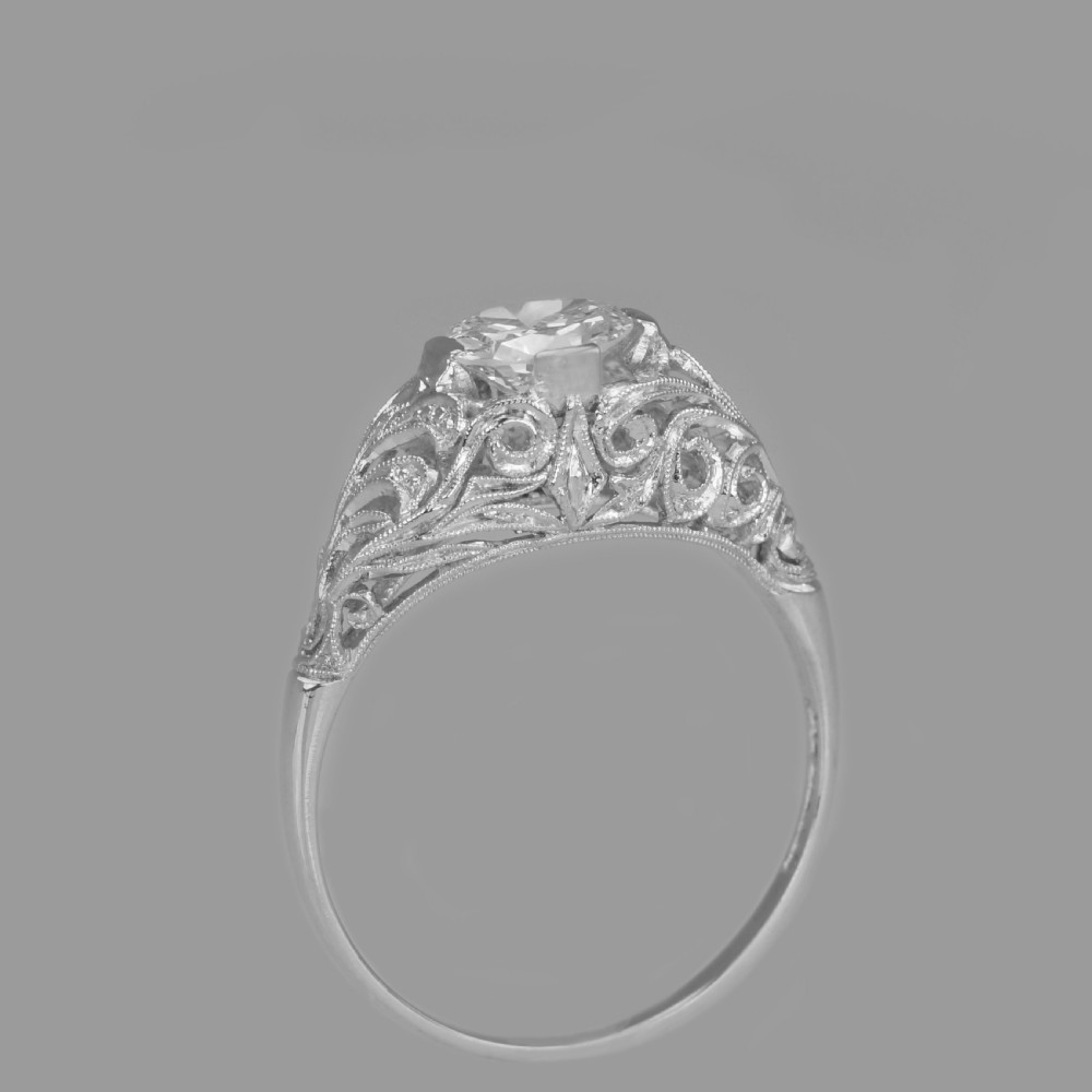 Antique Diamond Solitaire 18ct Gold & Platinum 1920s Vintage Engagement Ring View IX