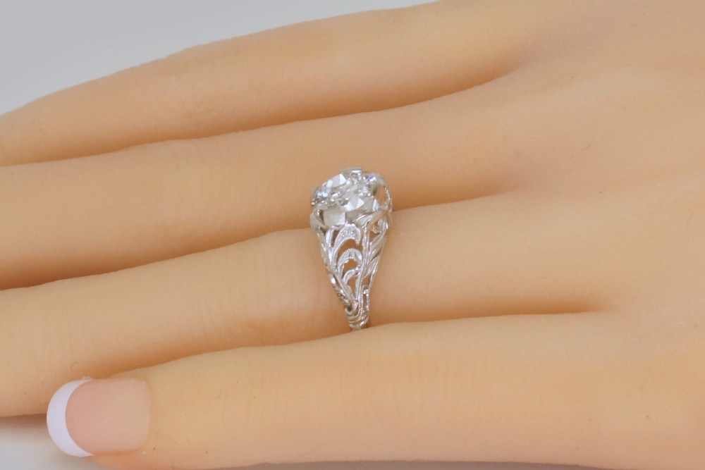 Antique Diamond Solitaire 18ct Gold & Platinum 1920s Vintage Engagement Ring View XV