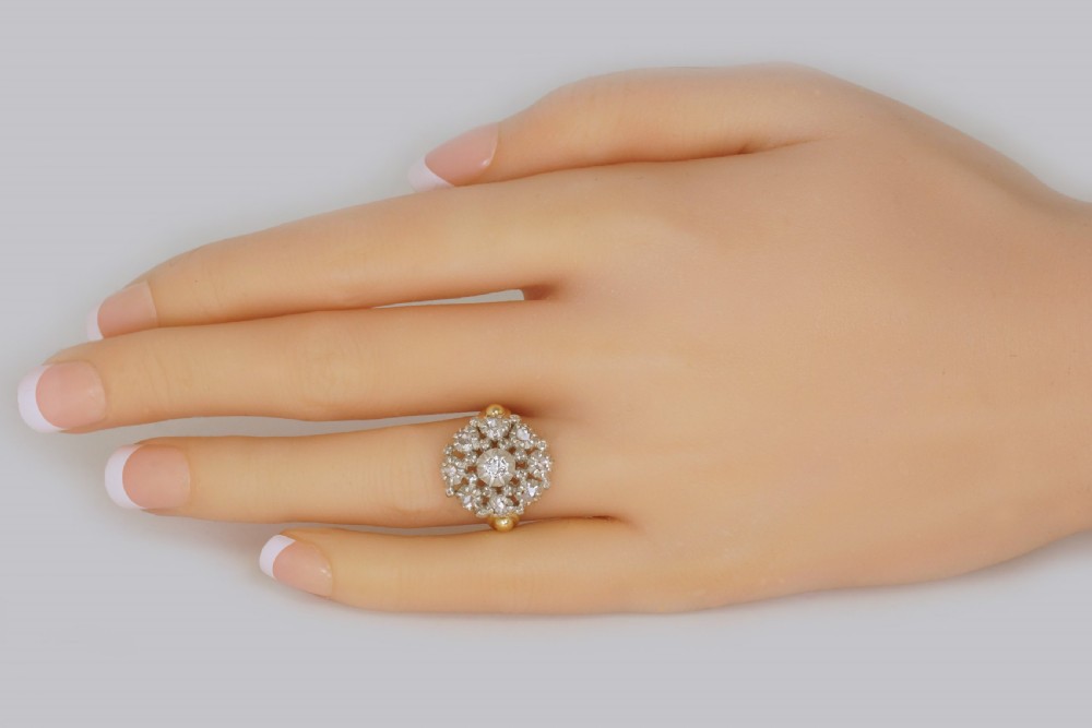 Victorian 18ct Gold Large Cluster Ring Antique Old Cut & Rose Cut Diamond Ring  View II