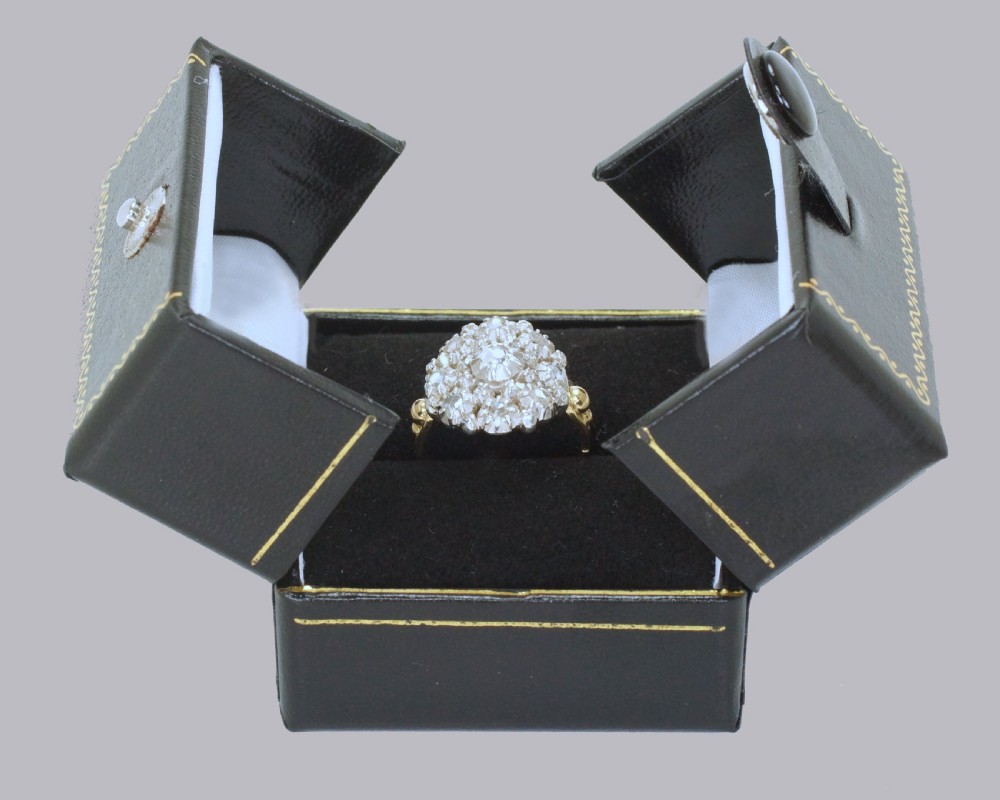 Victorian 18ct Gold Large Cluster Ring Antique Old Cut & Rose Cut Diamond Ring  View VII