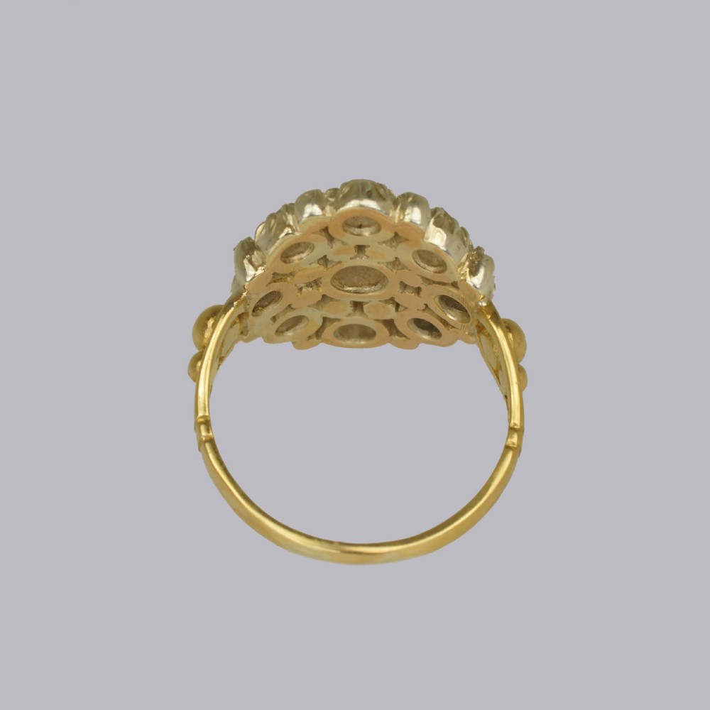 Victorian 18ct Gold Large Cluster Ring Antique Old Cut & Rose Cut Diamond Ring  View VIII