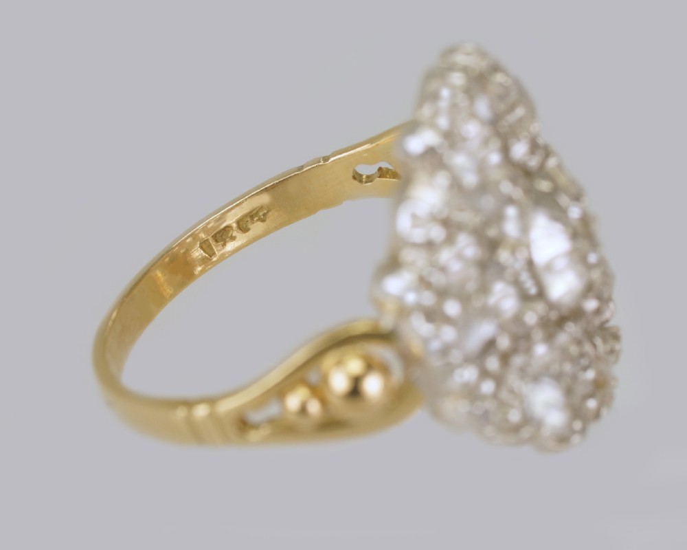 Victorian 18ct Gold Large Cluster Ring Antique Old Cut & Rose Cut Diamond Ring  View IX