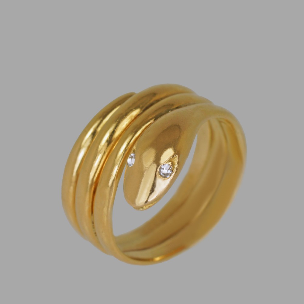 Victorian 18ct Gold Coiled Snake Ring Antique Coiled Serpent Ring Diamond Eyes
