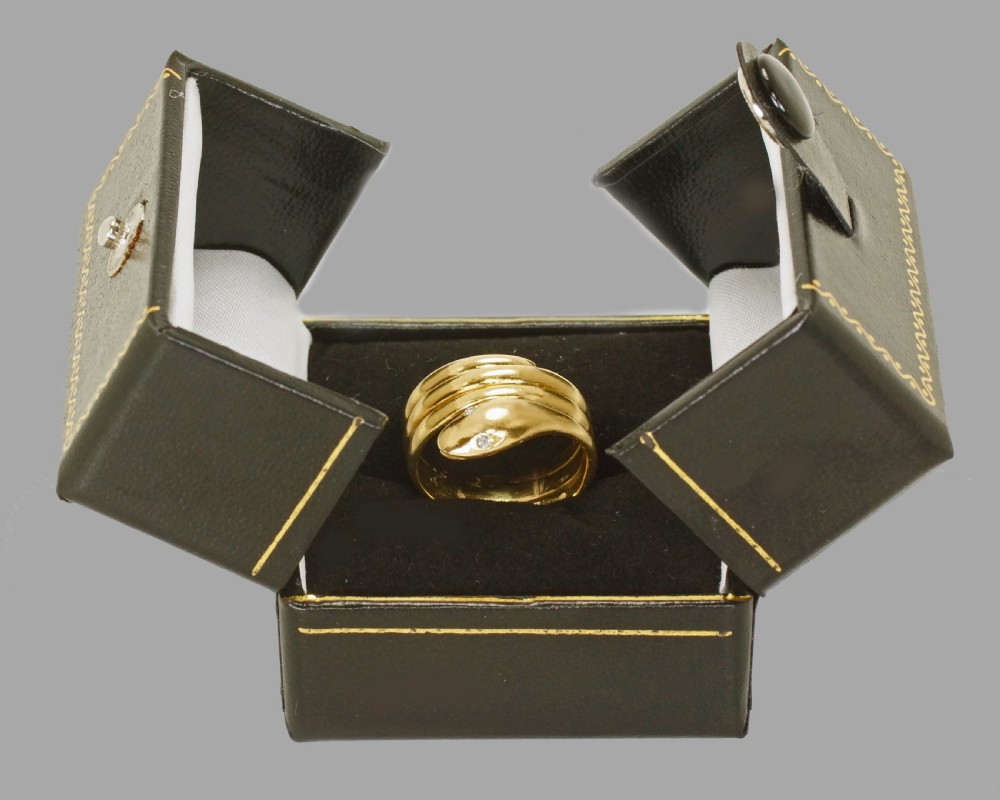 Victorian 18ct Gold Coiled Snake Ring Antique Coiled Serpent Ring Diamond Eyes View XII
