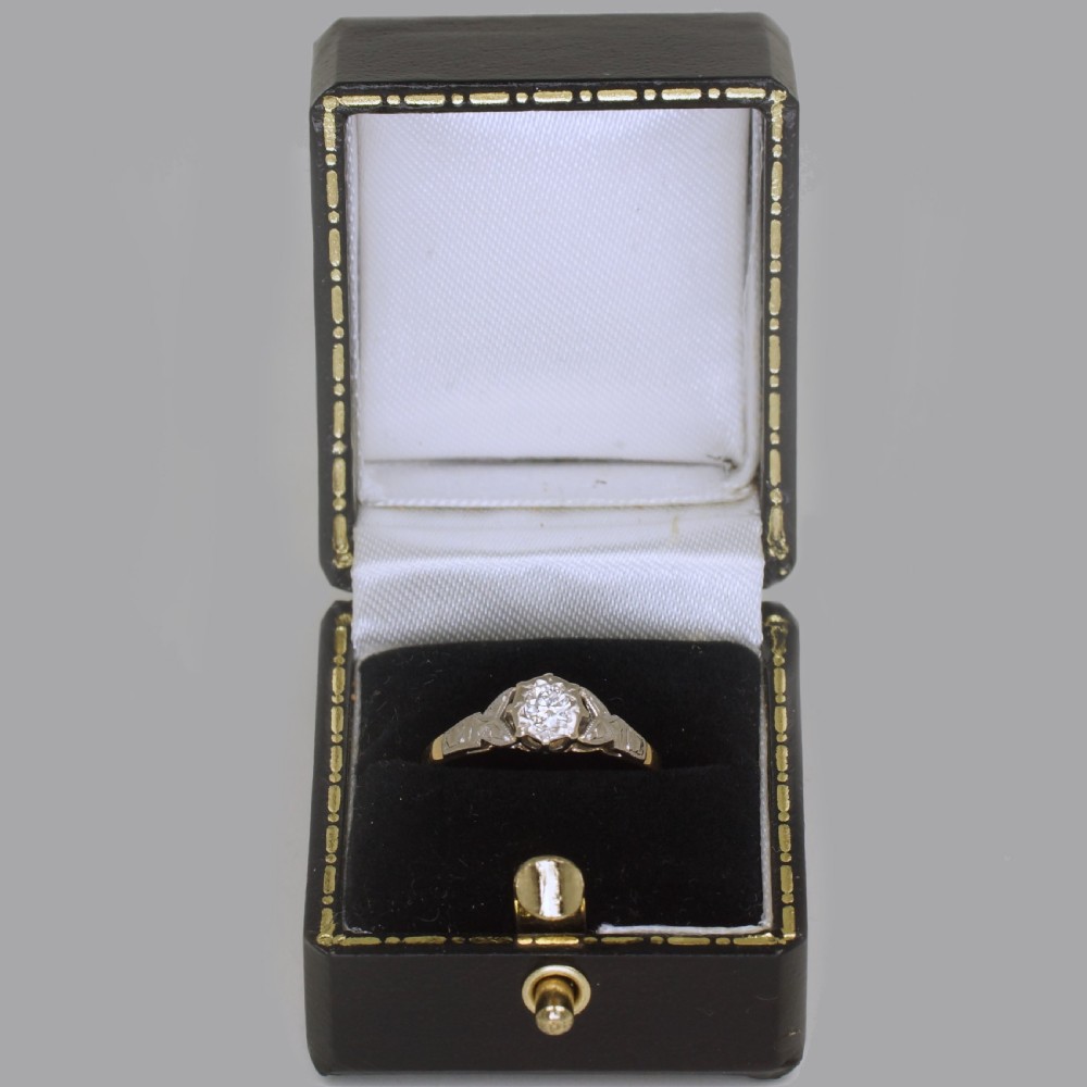 Art Deco 18ct Gold & Plat Solitaire Diamond Ring 1920's Vintage Engagement Ring View XI