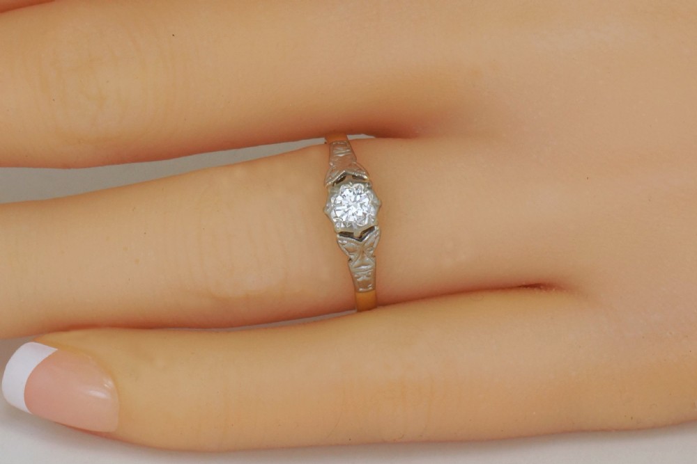 Art Deco 18ct Gold & Plat Solitaire Diamond Ring 1920's Vintage Engagement Ring View XIV