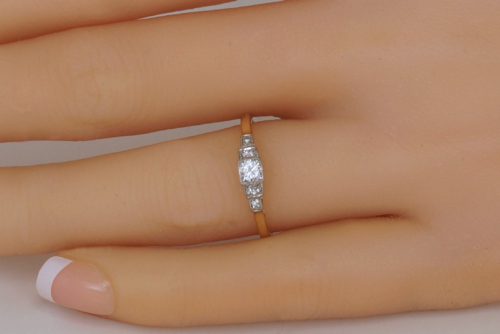 Art Deco Diamond 18ct Gold & PLAT Solitaire Ring Antique 1920's Engagement Ring View XII