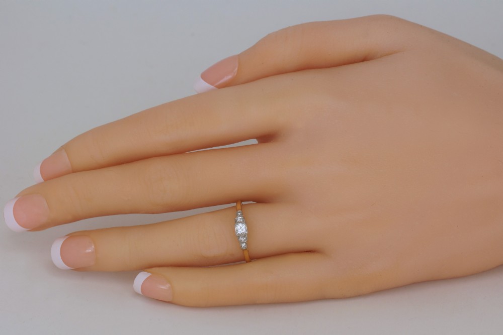 Art Deco Diamond 18ct Gold & PLAT Solitaire Ring Antique 1920's Engagement Ring View IV