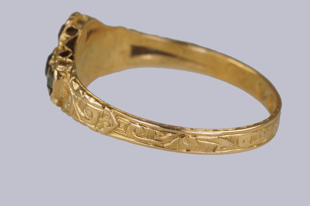 Victorian 15ct Gold Garnet & Emerald Antique English Ring Hallmarked Birmingham 1869 View XIV