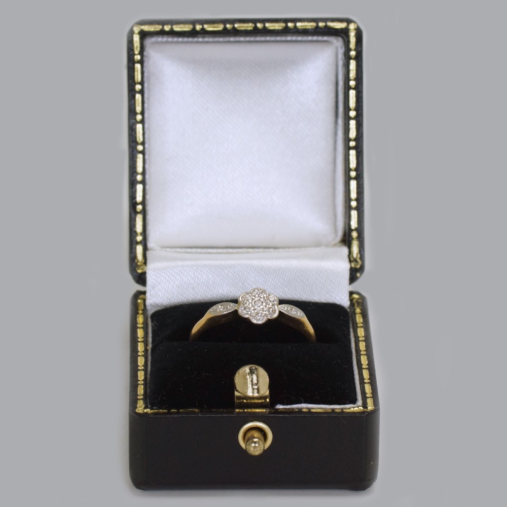 Antique 18ct Gold Diamond Cluster Ring Edwardian / Art Deco Vintage Daisy Ring View XI