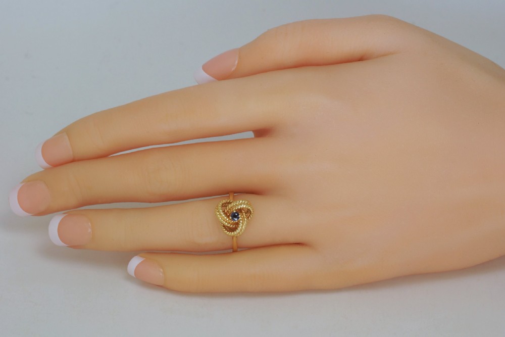 Vintage Tiffany & Co.18ct Gold Blue Sapphire Ring Rare Tiffany Woven Knot Ring View II