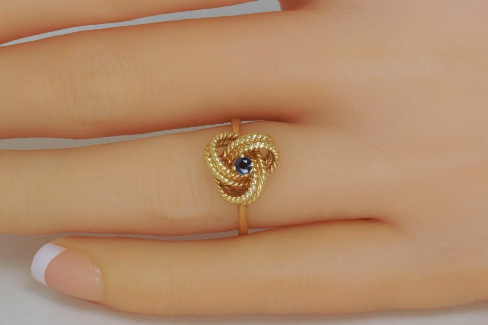 Vintage Tiffany & Co.18ct Gold Blue Sapphire Ring Rare Tiffany Woven Knot Ring View IX