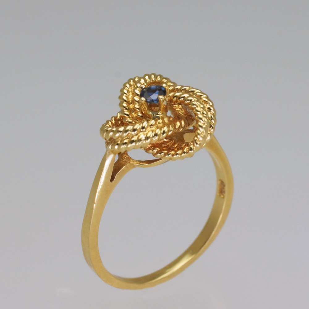 Vintage Tiffany & Co.18ct Gold Blue Sapphire Ring Rare Tiffany Woven Knot Ring View XI