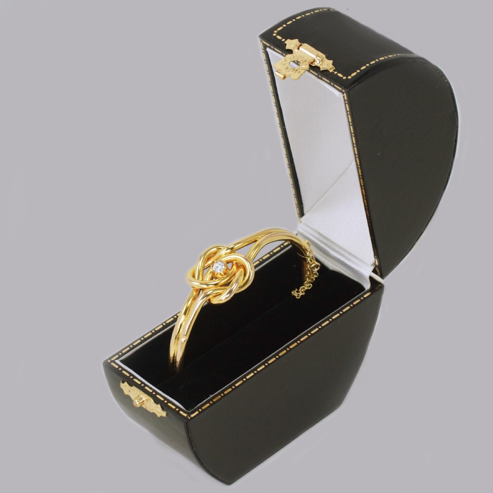 Victorian 15ct Gold Old Cut Diamond Lovers Knot Hinged Bangle Antique Bracelet circa 1890  View X
