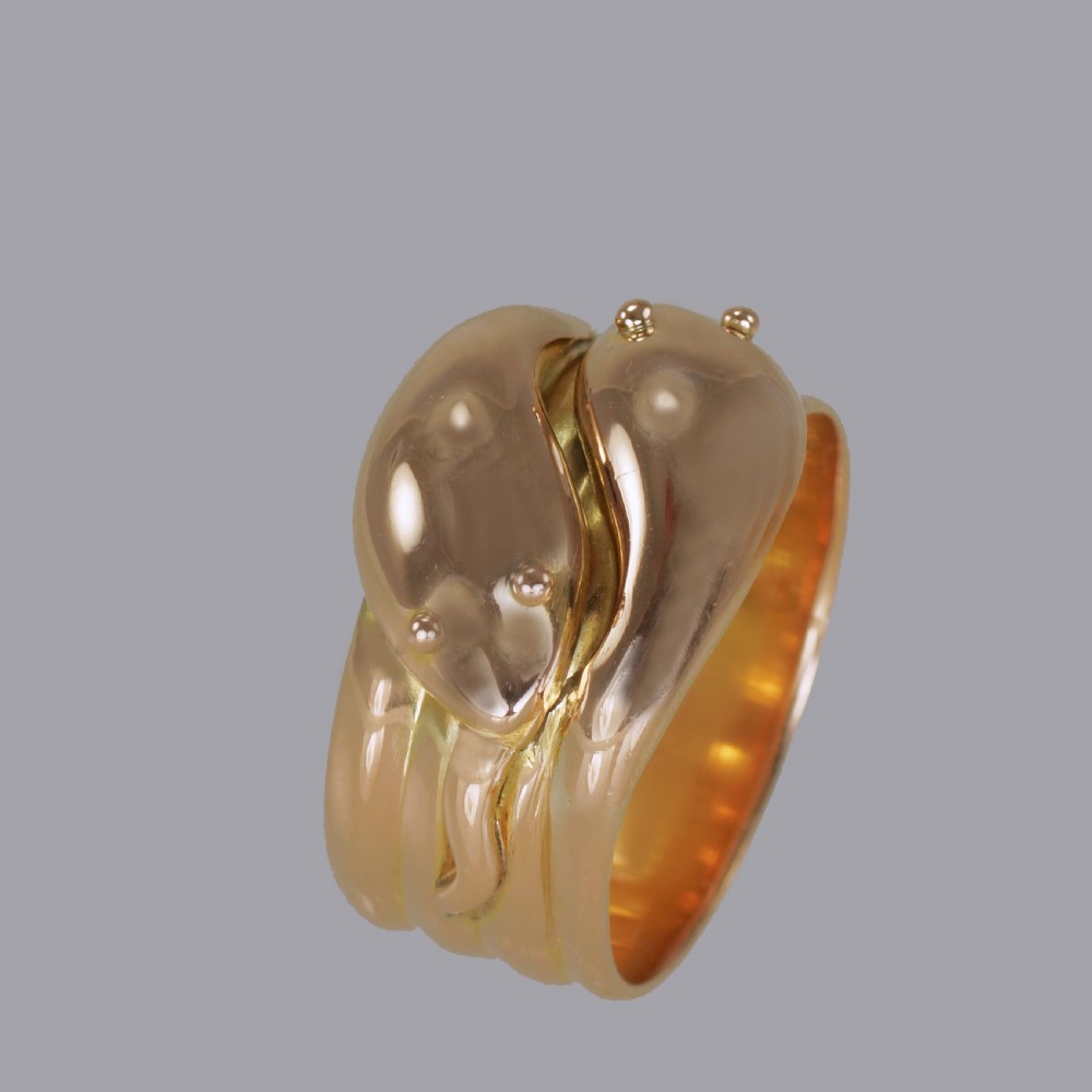 Antique Double Snake/Serpent Ring 9ct Gold Vintage Hallmark 1918 Mens size X 13 grams View IV