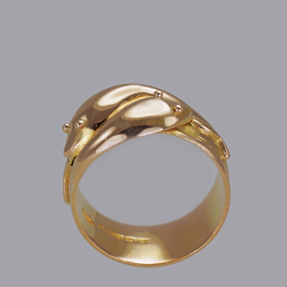 Antique Double Snake/Serpent Ring 9ct Gold Vintage Hallmark 1918 Mens size X 13 grams View V