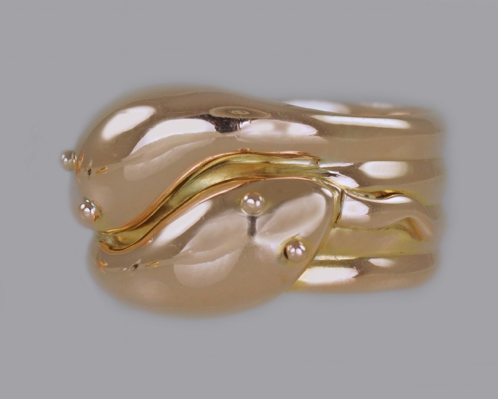 Antique Double Snake/Serpent Ring 9ct Gold Vintage Hallmark 1918 Mens size X 13 grams
