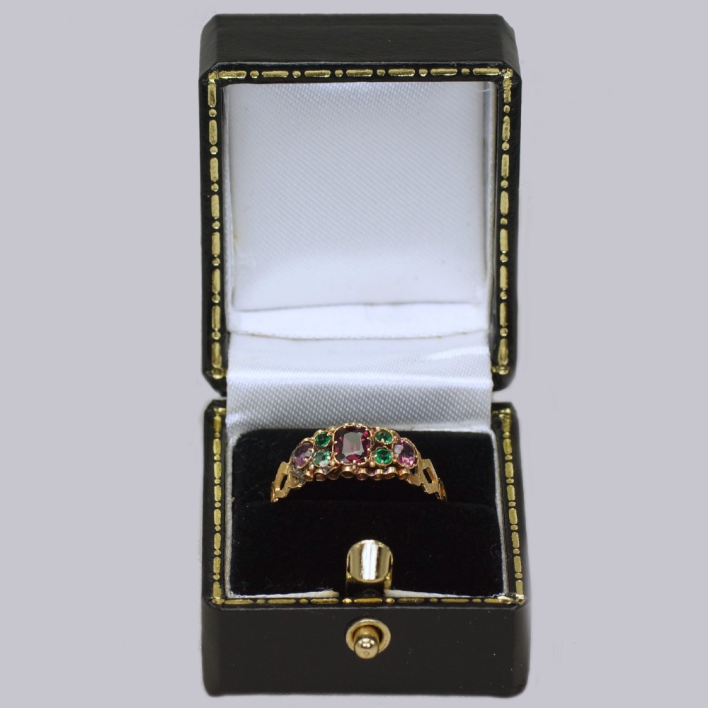 Antique 18ct Gold Amethyst & Emerald English Ornate Mid Victorian Ring circa 1870 View XIII
