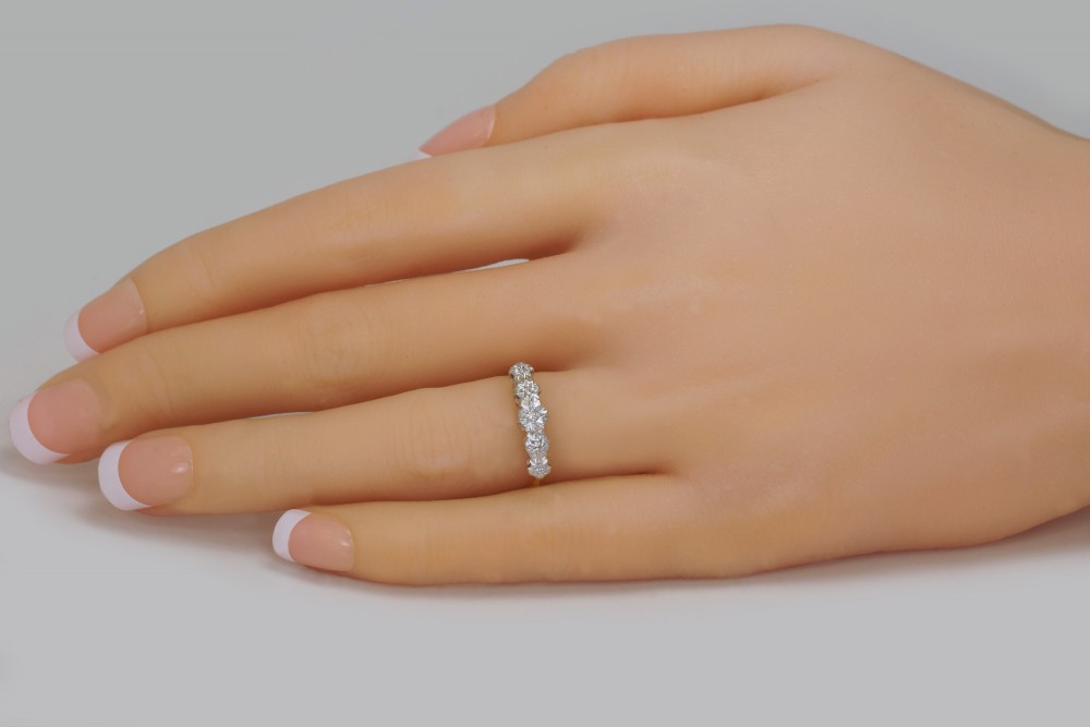 Art Deco Swiss Cut Diamond 18ct Gold & Platinum Five Stone Vintage 1920's Ring View XI