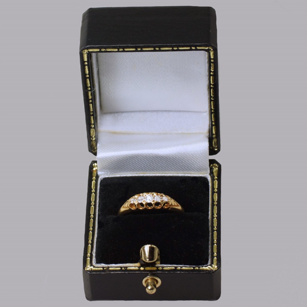Victorian 18ct Gold 0.30ct Old Cut Diamond 5 Stone Antique Ring Birmingham 1892 View VIII