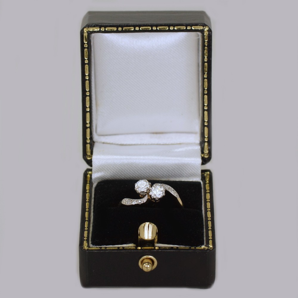 Diamond 2 Stone Twist Ring Antique Edwardian Toi & Moi Engagement Ring circa1910 View X