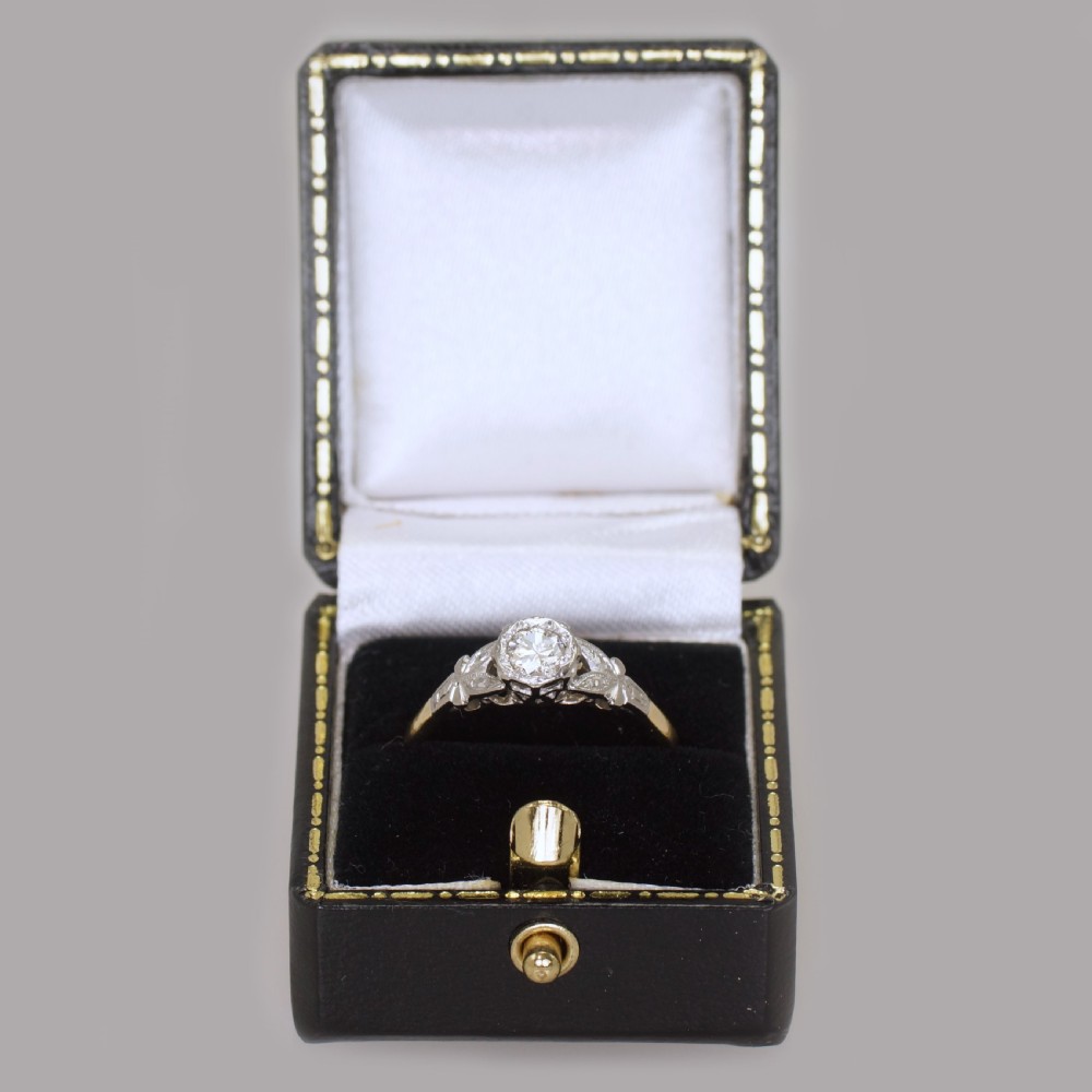 Edwardian Solitaire Diamond Ring 18ct Gold & Plat Antique Engagement Ring circa 1910 View VIII