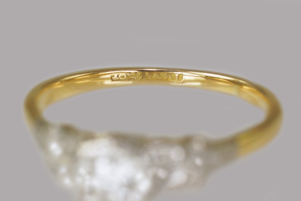 Edwardian Solitaire Diamond Ring 18ct Gold & Plat Antique Engagement Ring circa 1910 View IX