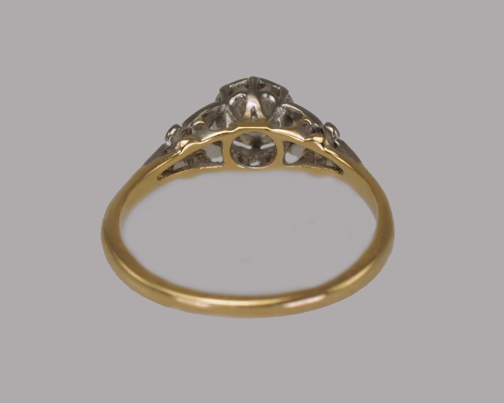 Edwardian Solitaire Diamond Ring 18ct Gold & Plat Antique Engagement Ring circa 1910 View XI