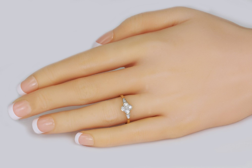 Art Deco 18ct Gold Diamond Vintage Cluster Ring Antique1920's English Daisy Ring View II