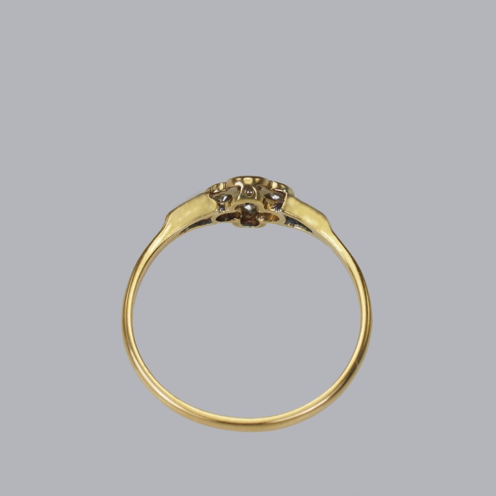Art Deco 18ct Gold Diamond Vintage Cluster Ring Antique1920's English Daisy Ring View IX