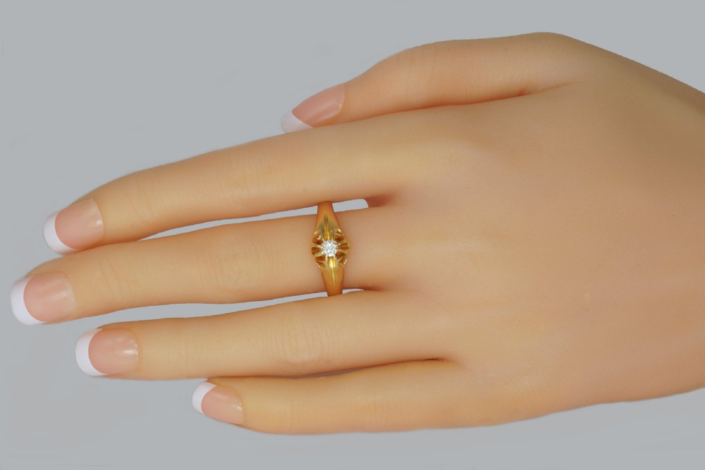 Antique Solitaire 18ct Gold Old Cut Diamond Vintage Ring Size T Hallmarked 1914 View II