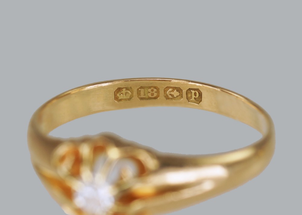 Antique Solitaire 18ct Gold Old Cut Diamond Vintage Ring Size T Hallmarked 1914 View VII