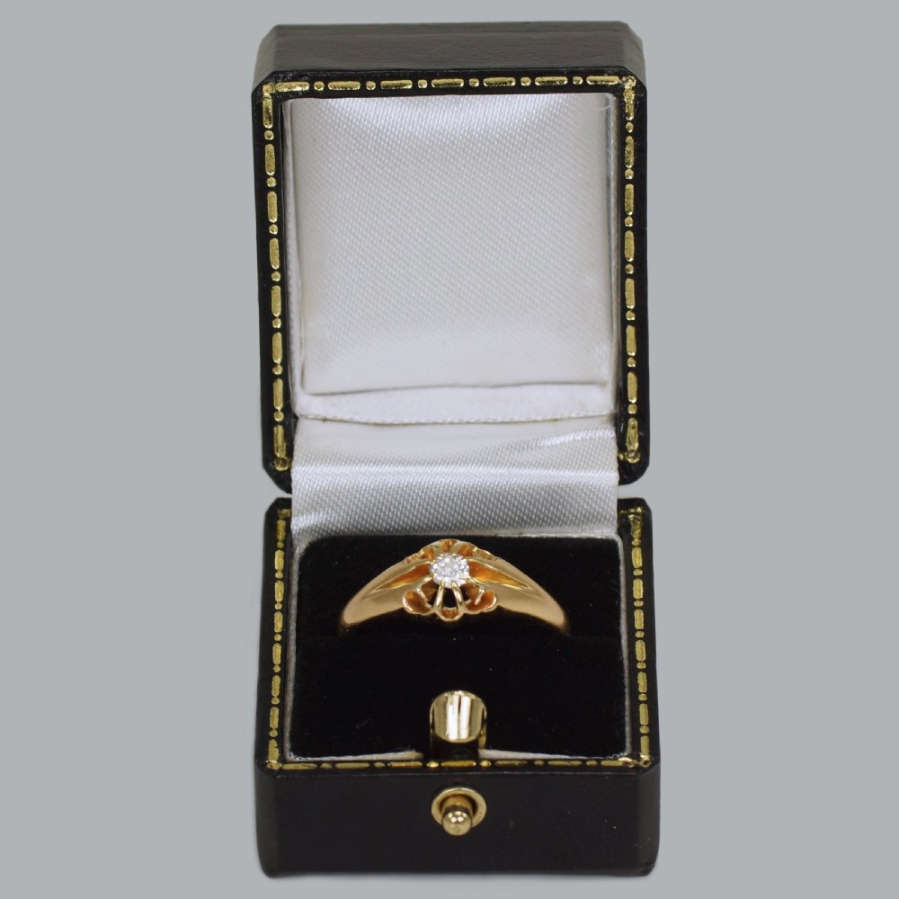 Antique Solitaire 18ct Gold Old Cut Diamond Vintage Ring Size T Hallmarked 1914 View VIII
