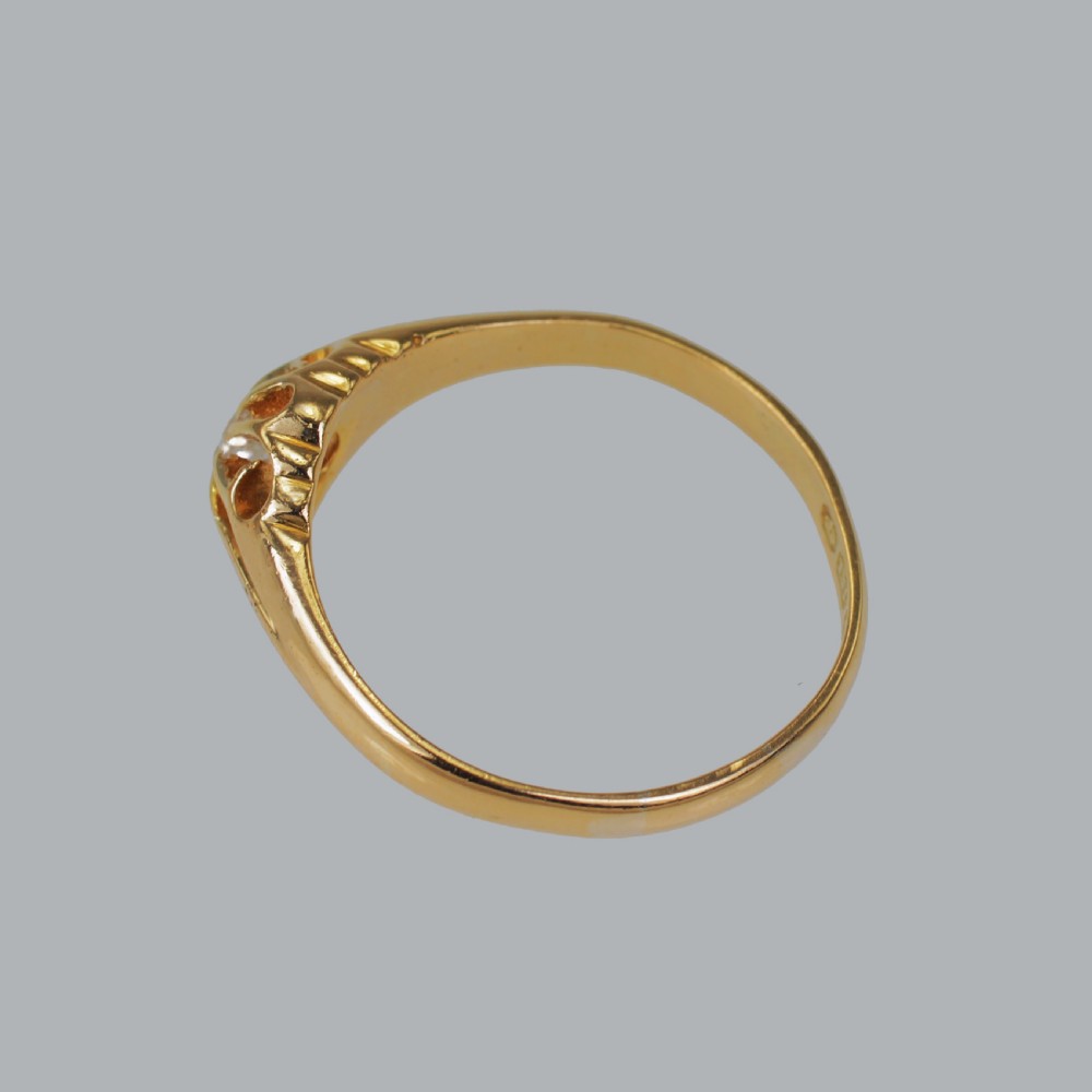 Antique Solitaire 18ct Gold Old Cut Diamond Vintage Ring Size T Hallmarked 1914 View X