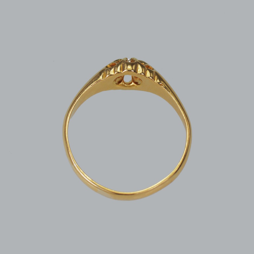 Antique Solitaire 18ct Gold Old Cut Diamond Vintage Ring Size T Hallmarked 1914 View XII